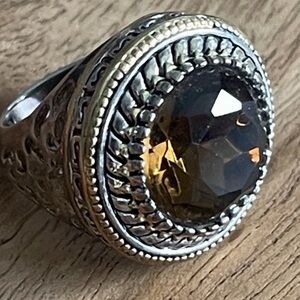 Premier Designs Gold and Silver Ring with Brown Gemstone